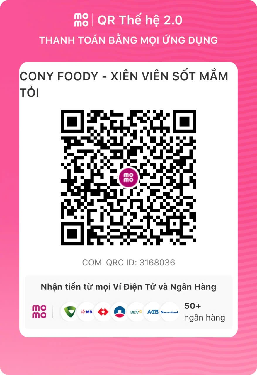 Mã QR chuyển khoản MoMo Cony Foody - Xiên viên sốt mắm tỏi